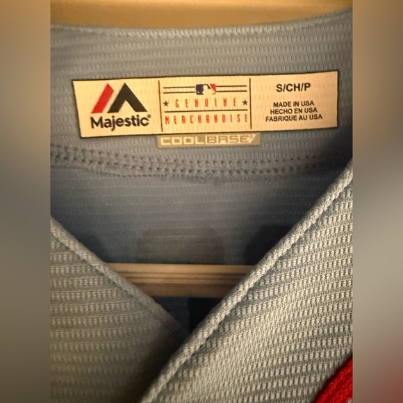 Majestic St. Louis Light Blue Baseball Jersey with Red Trim - Picture 4 of 6